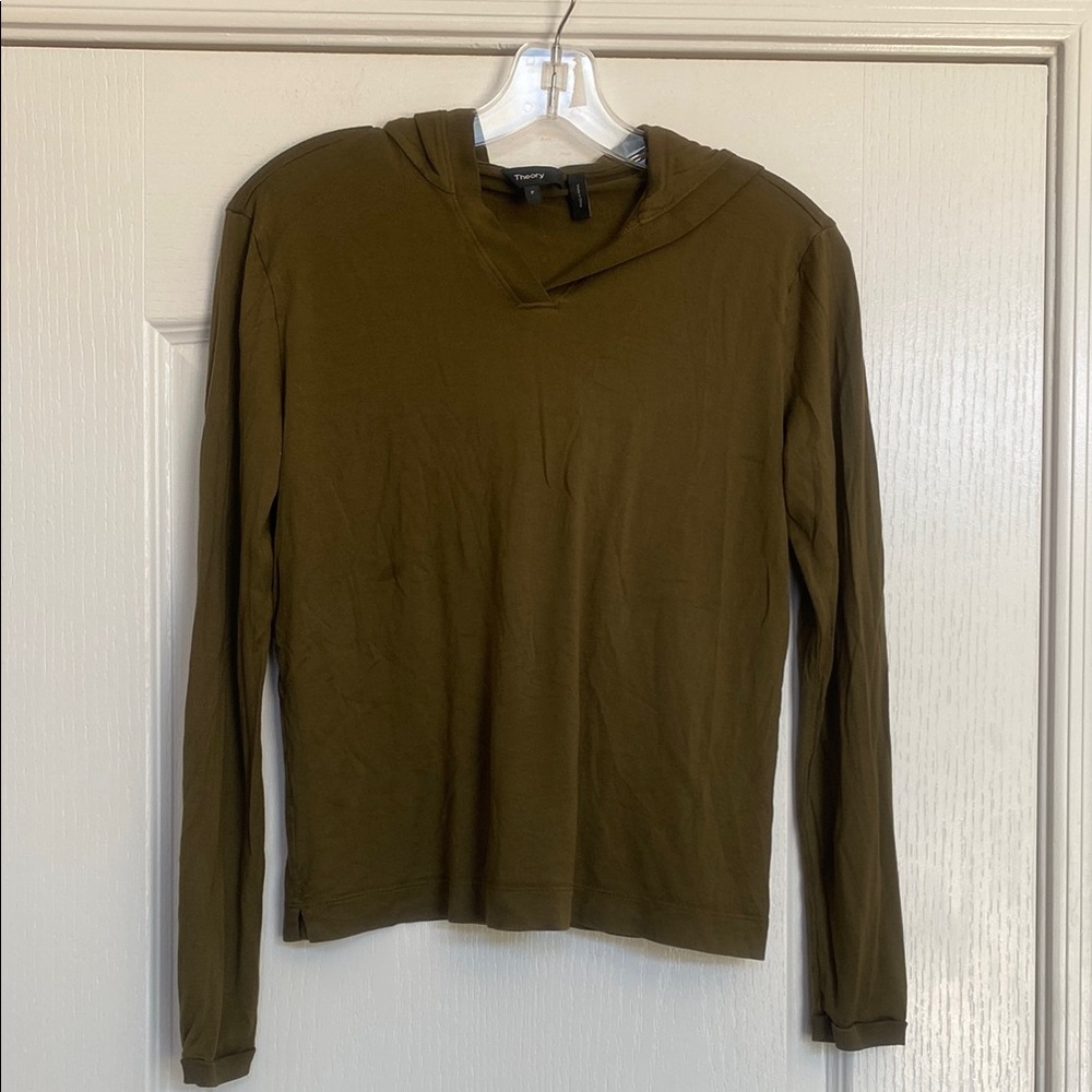 Theory Khaki Long Sleeve Hoodie